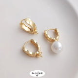 14K Color-Preserving Rhombus Pearl Earrings