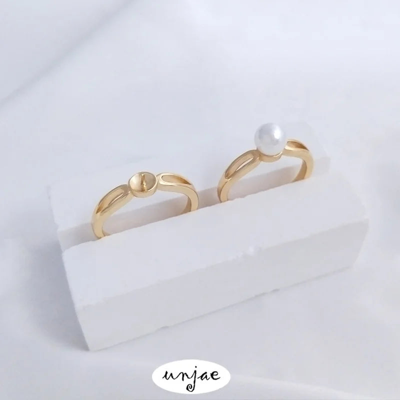 14K Copper-Clad Real Half-Hole Bead Ring DIY Open Ring