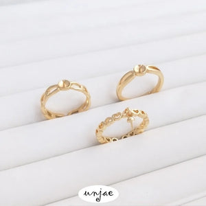 14K Copper-Clad Real Half-Hole Bead Ring DIY Open Ring