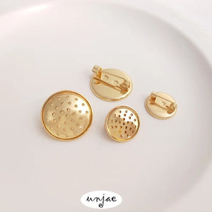 14K Copper-Clad Net Plate Brooch DIY Jewelry Material Disc