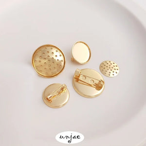 14K Copper-Clad Net Plate Brooch DIY Jewelry Material Disc