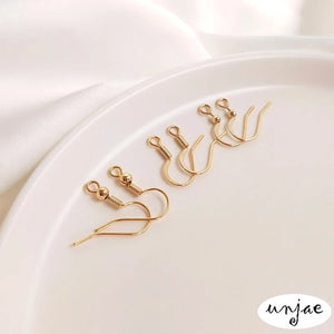14K Anti-Allergic Flat Ear Hook Spring Belt Bead Earrings DIY Material