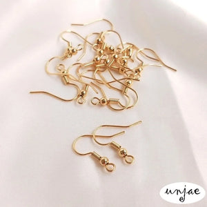 14K Anti-Allergic Flat Ear Hook Spring Belt Bead Earrings DIY Material