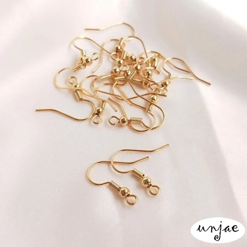 14K Anti-Allergic Flat Ear Hook Spring Belt Bead Earrings DIY Material