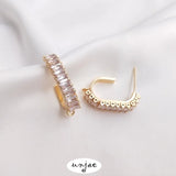 14K Gold-Coated T Cubic Zircon C-Shaped Belt Earrings