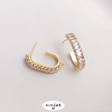 14K Gold-Coated T Cubic Zircon C-Shaped Belt Earrings