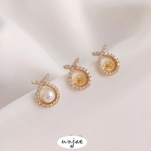 14K Gold-Coated Zirconium Fish-Shaped Earrings with 925 Silver Needle