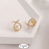 14K Gold-Coated Zirconium Fish-Shaped Earrings with 925 Silver Needle