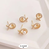 14K Gold-Coated Zirconium Fish-Shaped Earrings with 925 Silver Needle