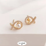 14K Gold-Coated Zirconium Fish-Shaped Earrings with 925 Silver Needle