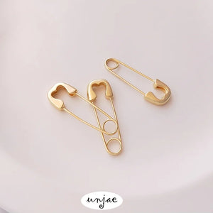14K Gold-Coated Love Pin Copper-Plated Brooch Earrings