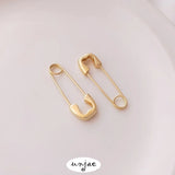 14K Gold-Coated Love Pin Copper-Plated Brooch Earrings