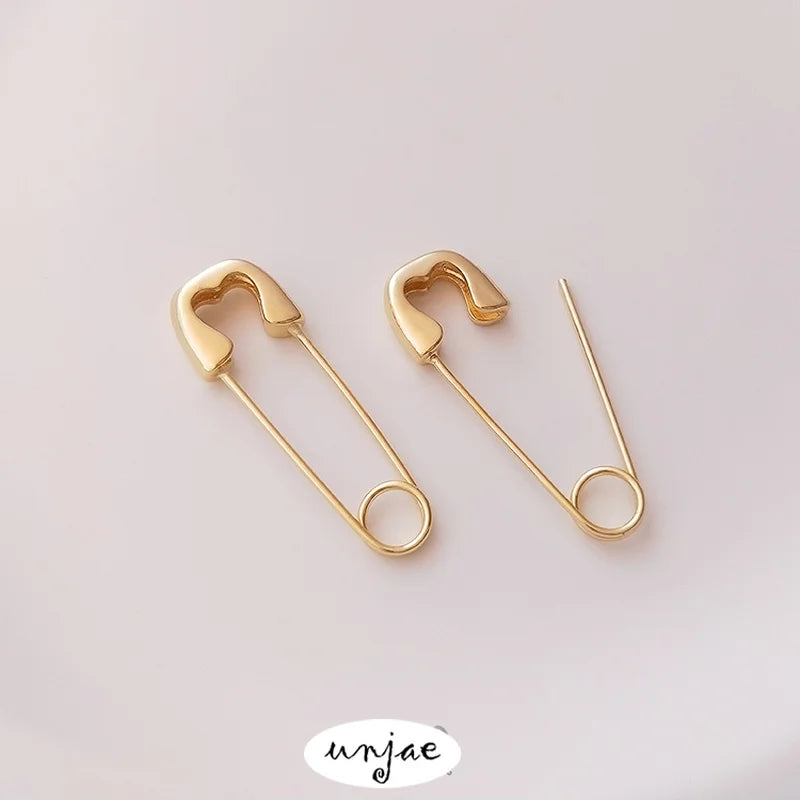 14K Gold-Coated Love Pin Copper-Plated Brooch Earrings