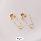 14K Gold-Coated Love Pin Copper-Plated Brooch Earrings