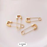 14K Gold-Coated Love Pin Copper-Plated Brooch Earrings