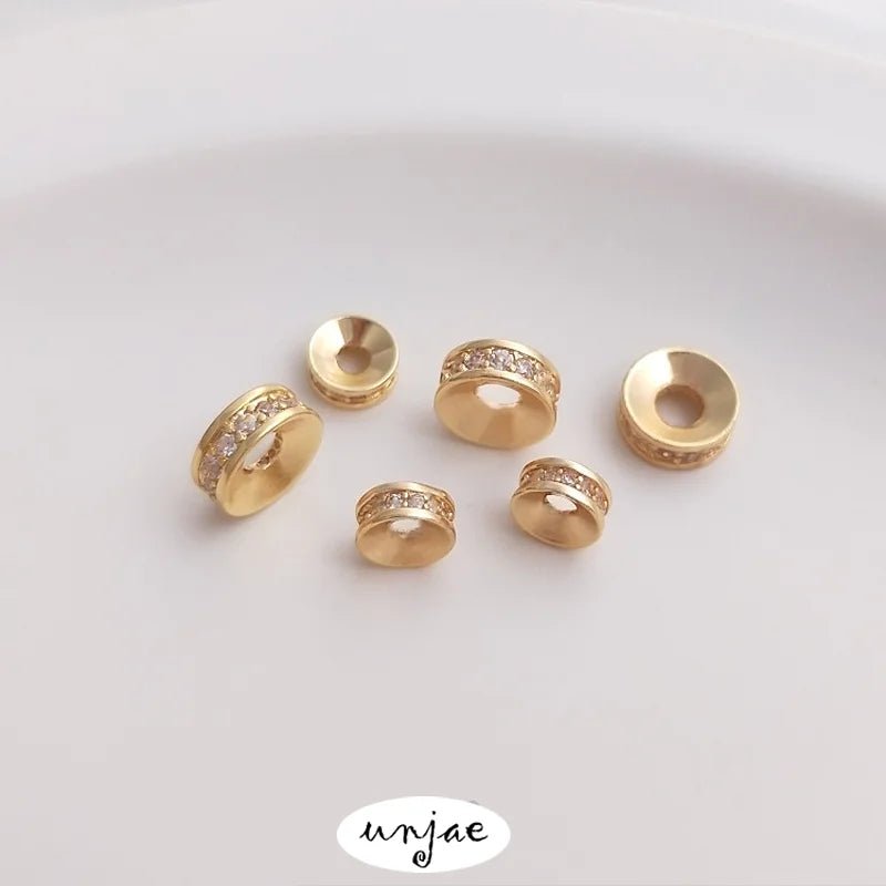 14K Gold-Coated Zircon Bead Isolation Bead DIY Jewelry