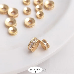 14K Gold-Coated Zircon Bead Isolation Bead DIY Jewelry