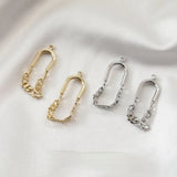 14K Gold-Covered Oval Chain DIY Earrings Hand-Made Material 2PCS