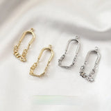 14K Gold-Covered Oval Chain DIY Earrings Hand-Made Material 2PCS