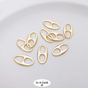 14K Double-Hole Pig Nose Oval Connector for DIY Jewelry
