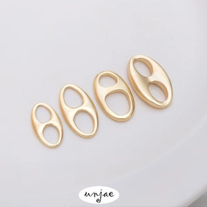 14K Double-Hole Pig Nose Oval Connector for DIY Jewelry