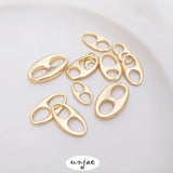 14K Double-Hole Pig Nose Oval Connector for DIY Jewelry