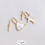 14K Inlaid Mother Shell Peach Heart OT Buckle DIY Jewelry Connector
