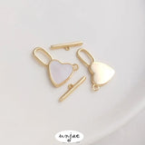 14K Inlaid Mother Shell Peach Heart OT Buckle DIY Jewelry Connector