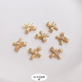 14K Inlaid Zirconium Bow Double Hanging Pendant Accessories