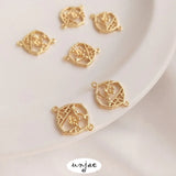 14K Plum Blossom Window Double Hanging Connecting Piece Earrings