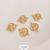 14K Plum Blossom Window Double Hanging Connecting Piece Earrings