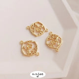 14K Plum Blossom Window Double Hanging Connecting Piece Earrings