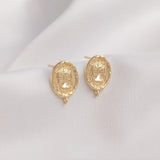 14K Queen Head Coin Earrings 925 Silver DIY Retro Ear Jewelry