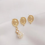 14K Queen Head Coin Earrings 925 Silver DIY Retro Ear Jewelry