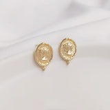 14K Queen Head Coin Earrings 925 Silver DIY Retro Ear Jewelry