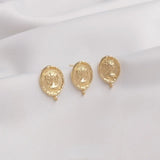 14K Queen Head Coin Earrings 925 Silver DIY Retro Ear Jewelry