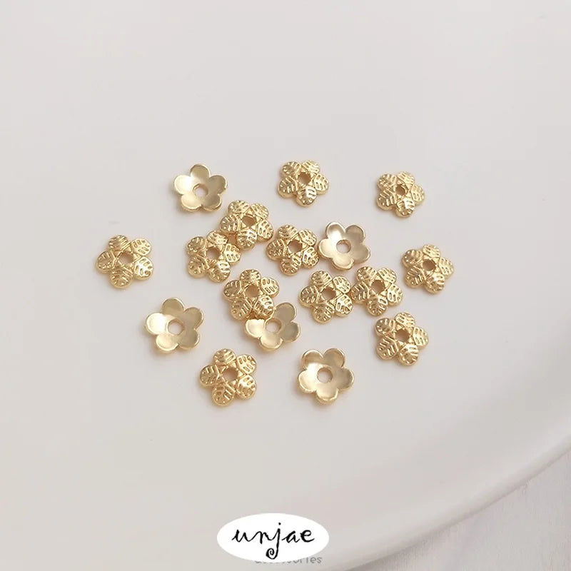 14K Small Daisy Rose Flower Bead Holder for DIY Bracelet Jewelry