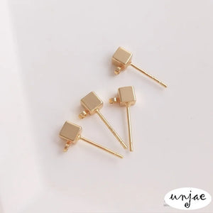 14K Square Earrings S925 Silver Needle DIY Ear Jewelry