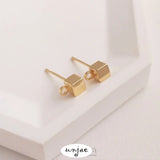 14K Square Earrings S925 Silver Needle DIY Ear Jewelry