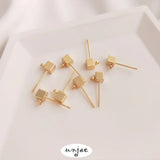 14K Square Earrings S925 Silver Needle DIY Ear Jewelry