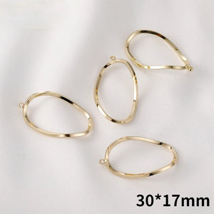 14K Geometric Twisted Square Oval Pendant Earrings DIY Accessories