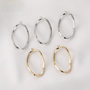 14K Geometric Twisted Square Oval Pendant Earrings DIY Accessories