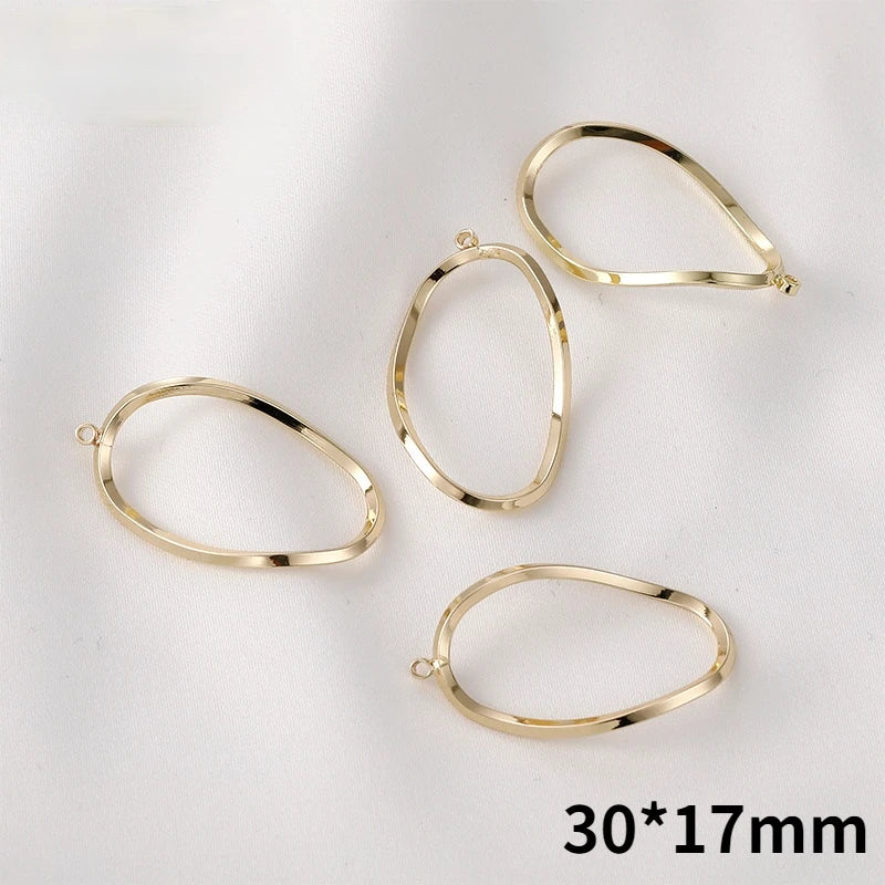 14K Geometric Twisted Square Oval Pendant Earrings DIY Accessories