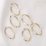 14K Geometric Twisted Square Oval Pendant Earrings DIY Accessories