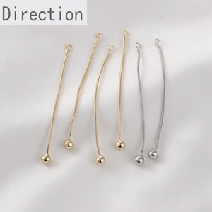 14k Gold-plated Copper Chain Beads Tassel Pendant Earrings