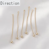 14k Gold-plated Copper Chain Beads Tassel Pendant Earrings