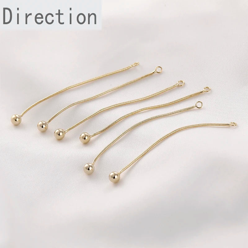 14k Gold-plated Copper Chain Beads Tassel Pendant Earrings