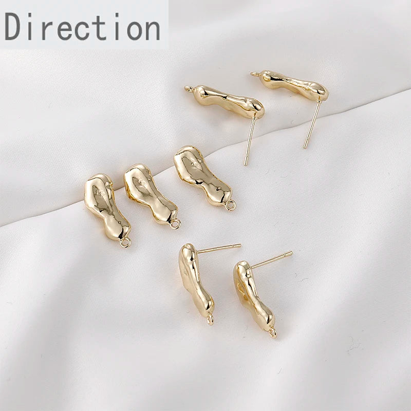 14k Gold-plated Abstract Baroque Peas DIY Earrings Accessories