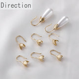 14k Gold-Clad Leaf Flower Hat Holder Sticky Pearl Ear Hook DIY Earrings