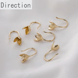 14k Gold-Clad Leaf Flower Hat Holder Sticky Pearl Ear Hook DIY Earrings